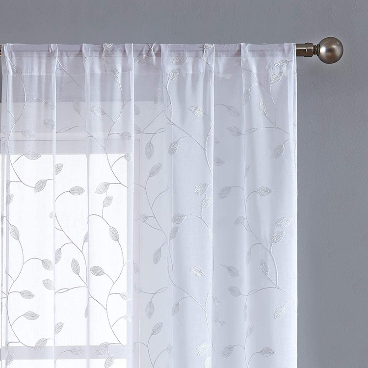 Đồng bằng Voile Thêu rèm vải Rèm cửa lưới