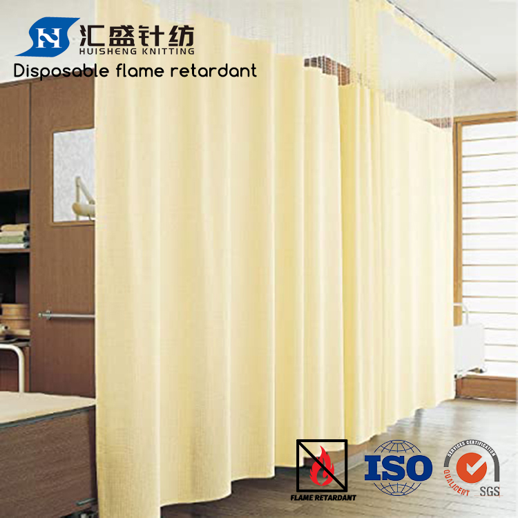 Vải chống cháy dùng một lần màu vàng 100% polyester rèm ngăn y tế cho rèm bệnh viện