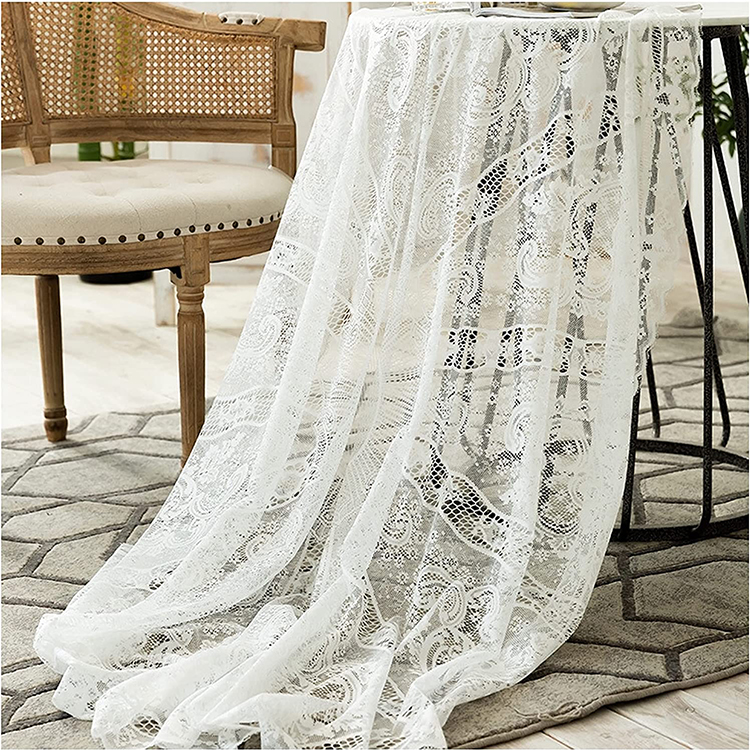 Che bữa tối đám cưới trắng hoa jacquard polyester ren khăn trải bàn trơn khăn trải bàn tròn