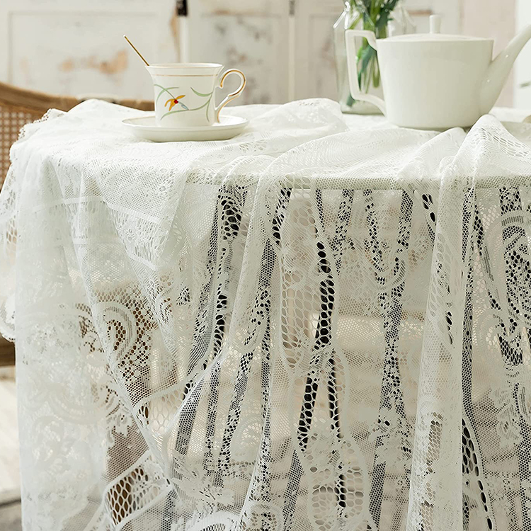 Che bữa tối đám cưới trắng hoa jacquard polyester ren khăn trải bàn trơn khăn trải bàn tròn