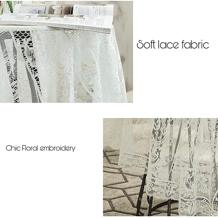 Che bữa tối đám cưới trắng hoa jacquard polyester ren khăn trải bàn trơn khăn trải bàn tròn