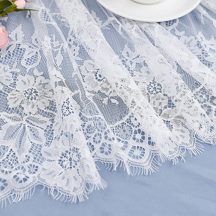 Đồ trang trí hoa trắng trơn jacquard bữa tối ren polyester khăn trải bàn đám cưới vải